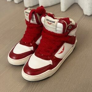 Zadig & Voltaire Red and White Sneakers